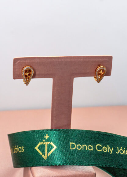 PAR DE ARGOLA COM ZIRCONIA ROSE