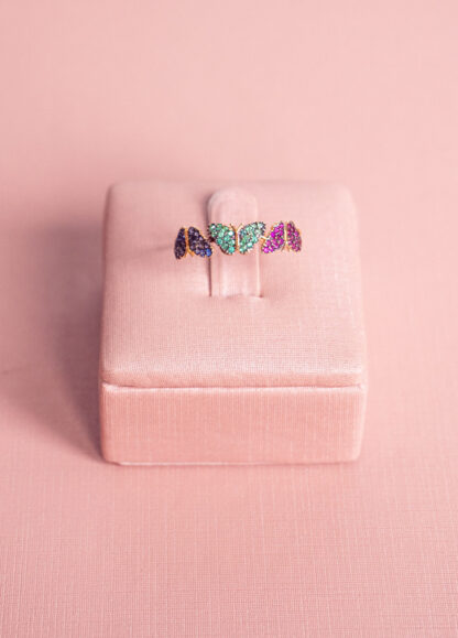 ANEL BORBOLETA COLORIDA COM PEDRAS DE ZIRCONIA