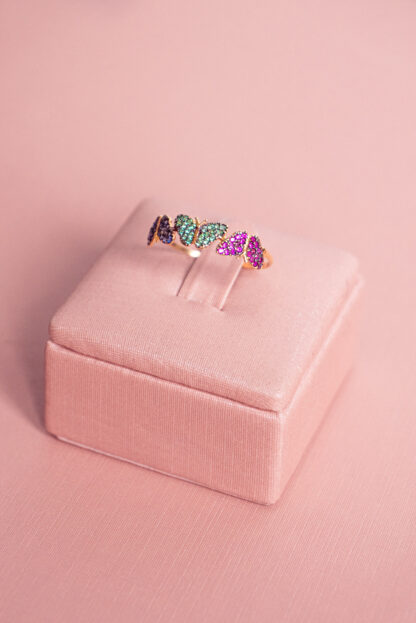 ANEL BORBOLETA COLORIDA COM PEDRAS DE ZIRCONIA - Image 3